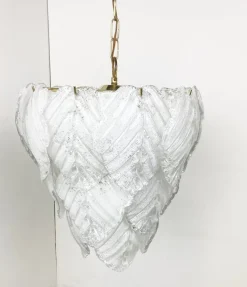 New Pamono Vintage Leaf Chandelier in Murano Glass, 1970s
