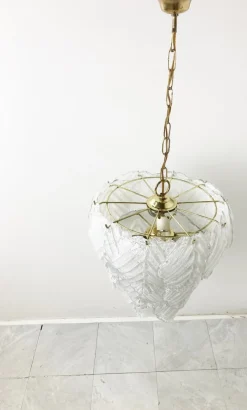 New Pamono Vintage Leaf Chandelier in Murano Glass, 1970s