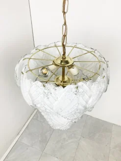 New Pamono Vintage Leaf Chandelier in Murano Glass, 1970s