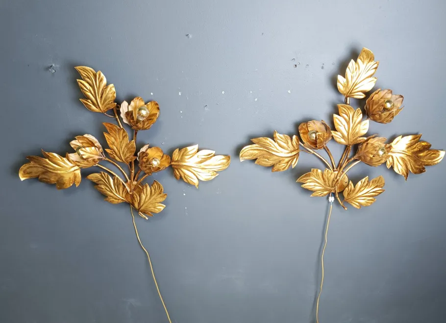 Hot Pamono Vintage Leaf Wall Lights by Hans Kögl, 1970s, Set of 2