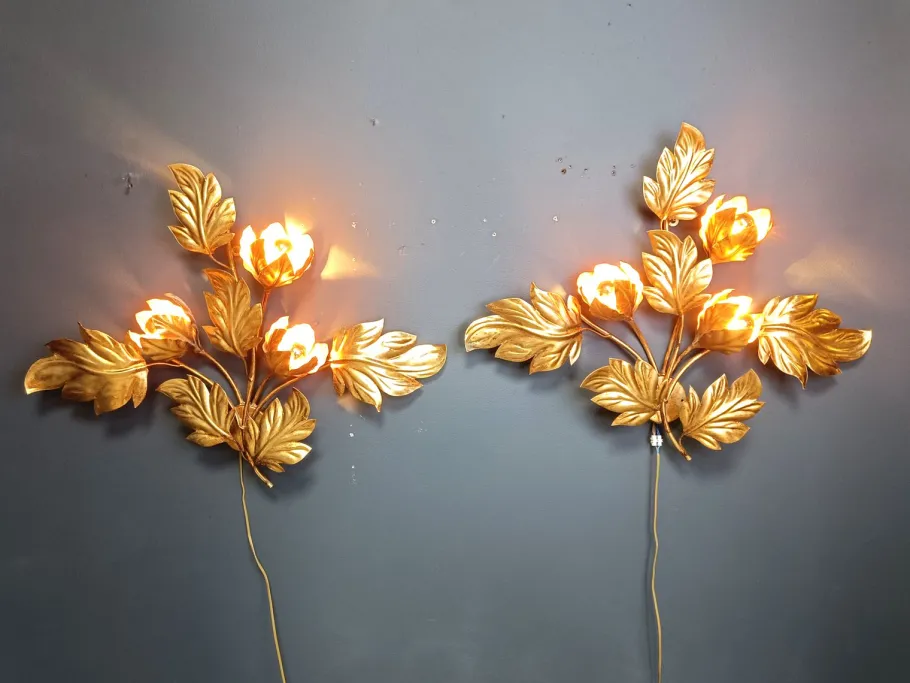 Hot Pamono Vintage Leaf Wall Lights by Hans Kögl, 1970s, Set of 2