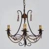 Hot Pamono Vintage 4-Light Chandelier in Brown and Gilt Metal, 1980s