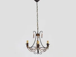 Hot Pamono Vintage 4-Light Chandelier in Brown and Gilt Metal, 1980s