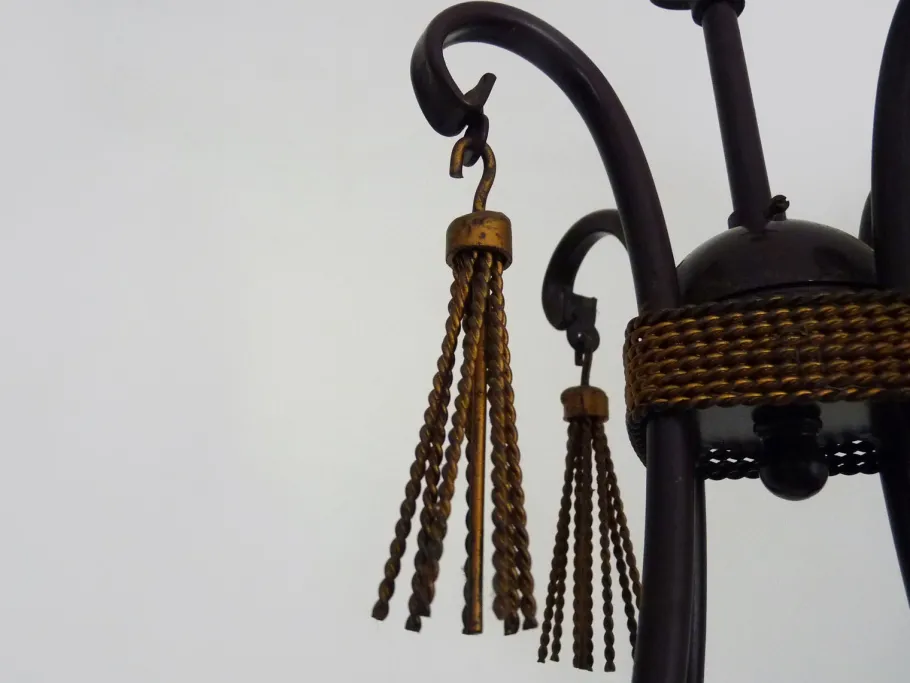 Hot Pamono Vintage 4-Light Chandelier in Brown and Gilt Metal, 1980s