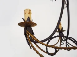 Hot Pamono Vintage 4-Light Chandelier in Brown and Gilt Metal, 1980s