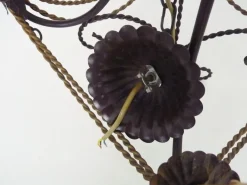 Hot Pamono Vintage 4-Light Chandelier in Brown and Gilt Metal, 1980s