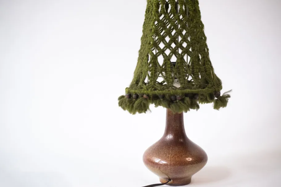 New Pamono Vintage Macrame Table Lamp, 1960s