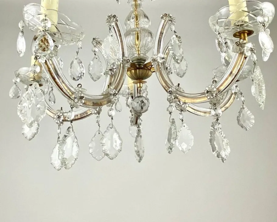 Discount Pamono Vintage Maria Theresa Style Chandelier in Gilt Brass & Crystal