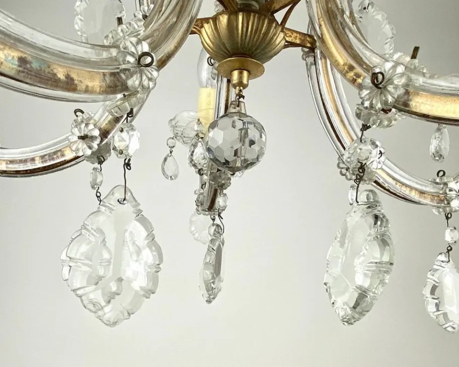 Discount Pamono Vintage Maria Theresa Style Chandelier in Gilt Brass & Crystal