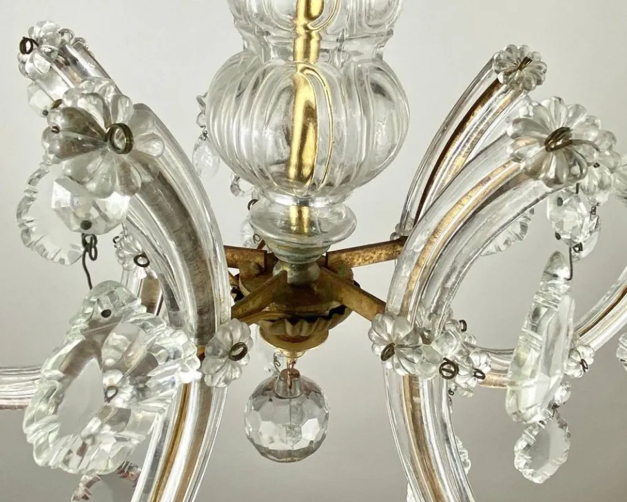 Discount Pamono Vintage Maria Theresa Style Chandelier in Gilt Brass & Crystal