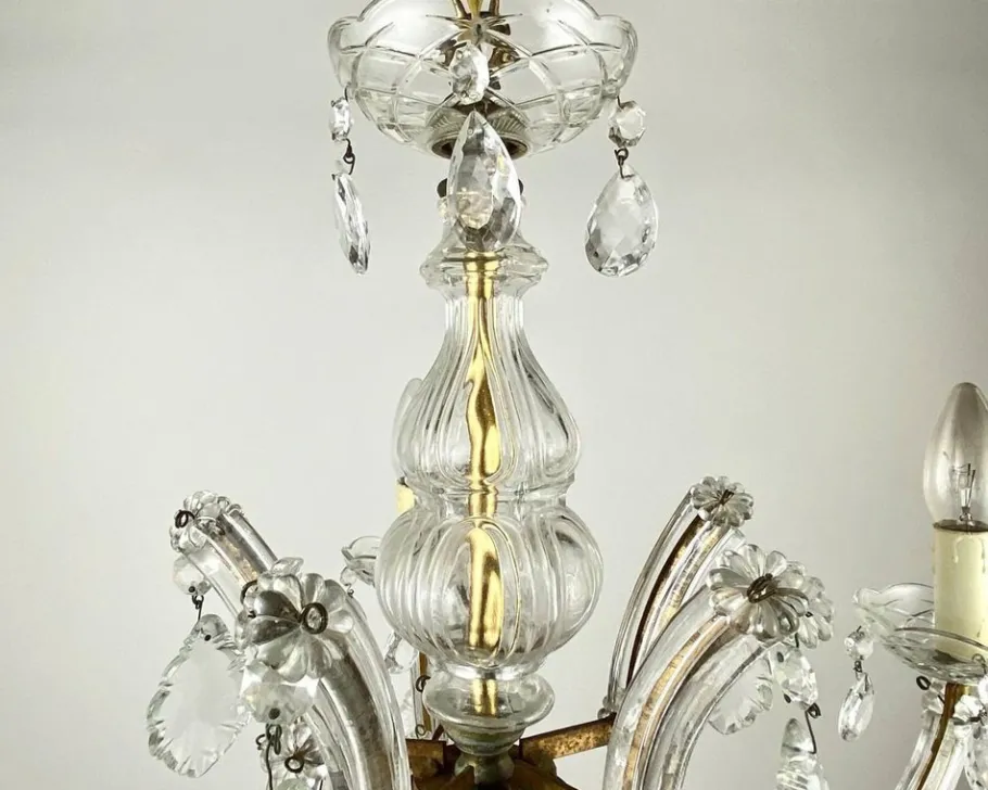 Discount Pamono Vintage Maria Theresa Style Chandelier in Gilt Brass & Crystal