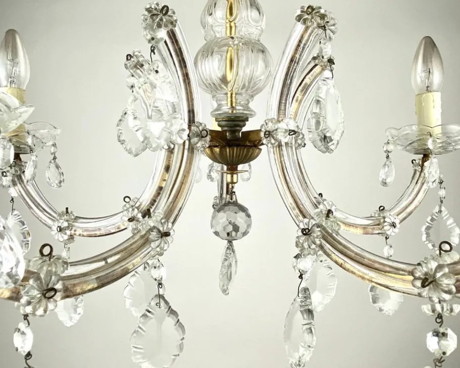 Discount Pamono Vintage Maria Theresa Style Chandelier in Gilt Brass & Crystal