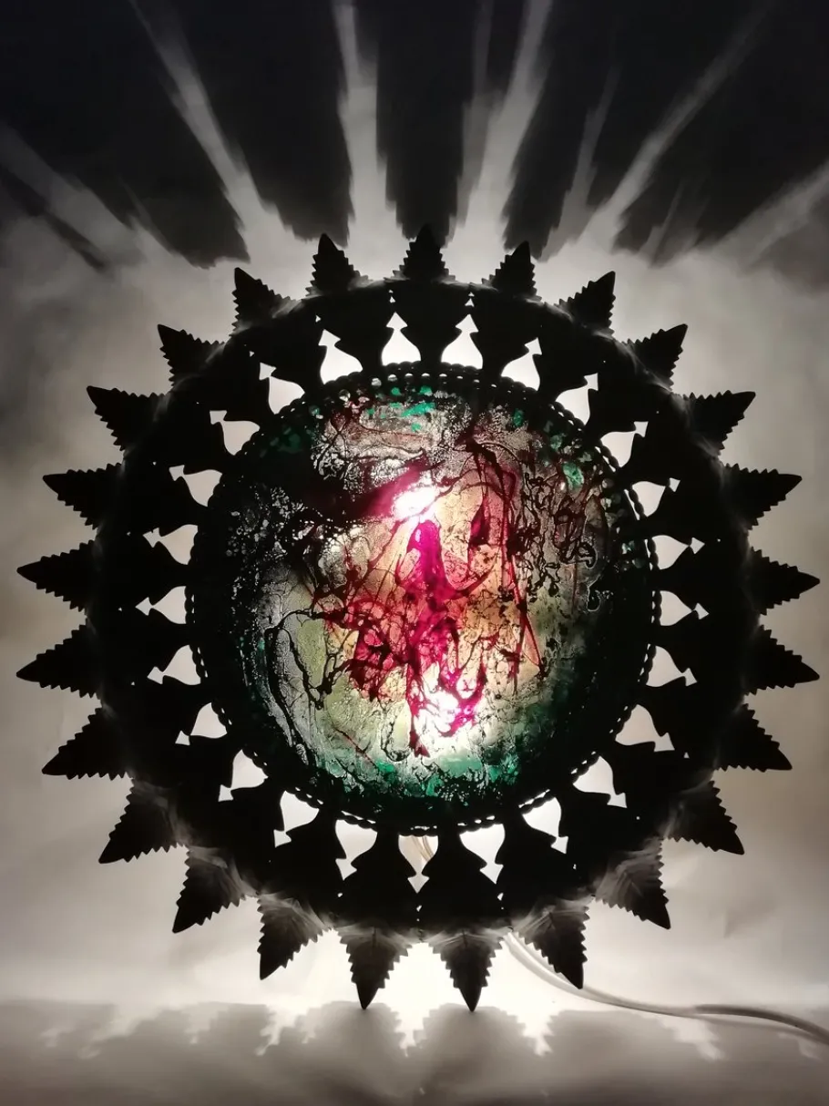 Clearance Pamono Vintage Metal & Painted Glass Sconce