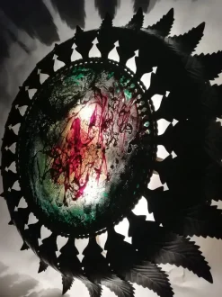 Clearance Pamono Vintage Metal & Painted Glass Sconce