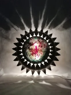 Clearance Pamono Vintage Metal & Painted Glass Sconce