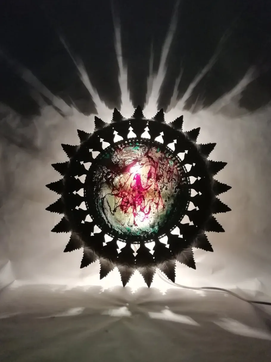 Clearance Pamono Vintage Metal & Painted Glass Sconce