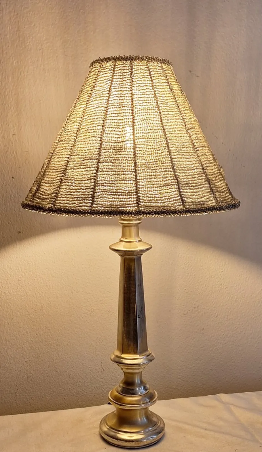 Hot Pamono Vintage Metal Table Lamp with Glass Bead Shade, 1970s