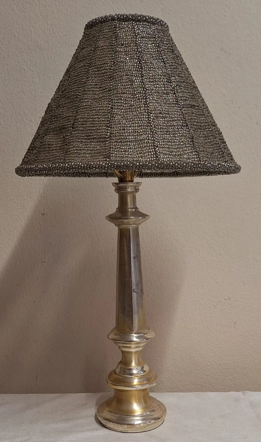 Hot Pamono Vintage Metal Table Lamp with Glass Bead Shade, 1970s