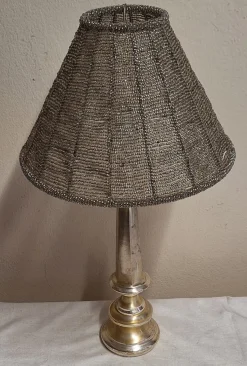 Hot Pamono Vintage Metal Table Lamp with Glass Bead Shade, 1970s