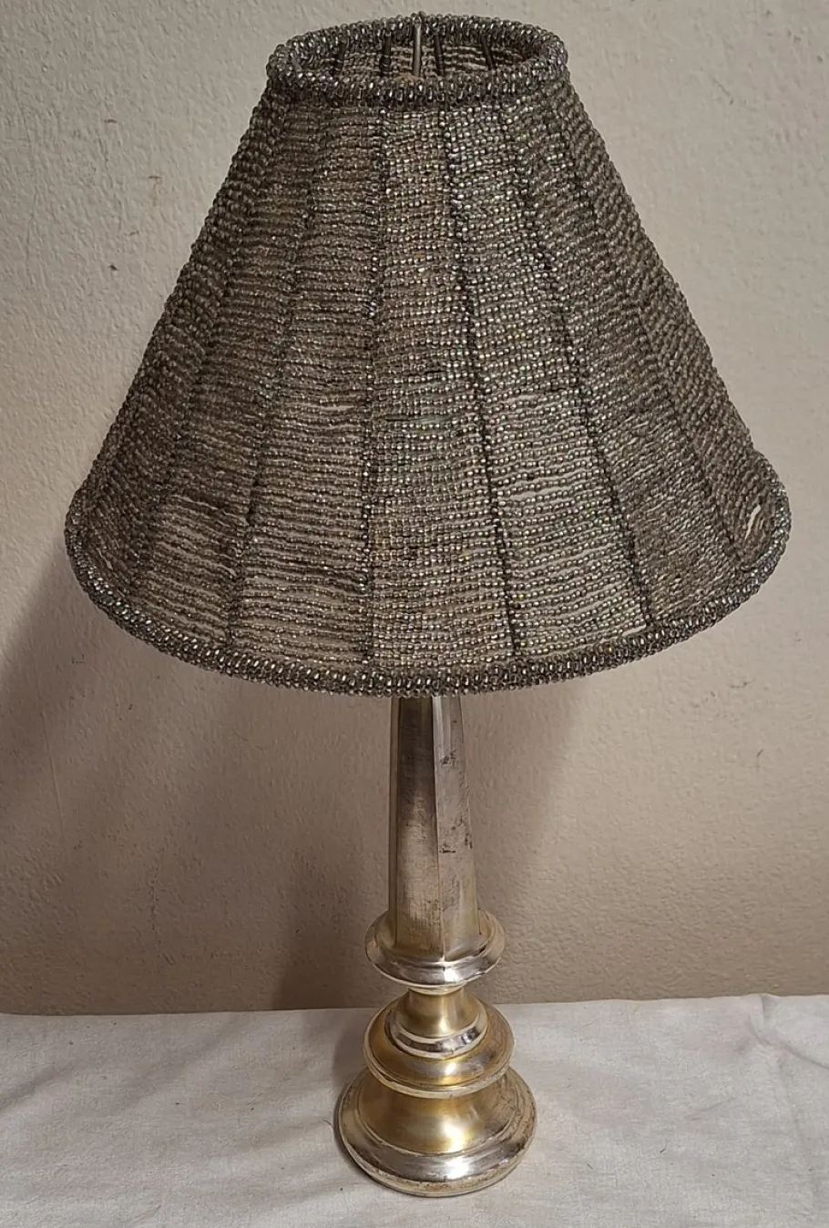 Hot Pamono Vintage Metal Table Lamp with Glass Bead Shade, 1970s