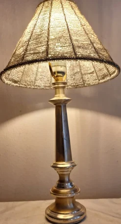 Hot Pamono Vintage Metal Table Lamp with Glass Bead Shade, 1970s