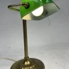 New Pamono Vintage Ministerial Lamp in Brass and Green Glass, 1950s