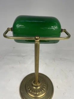 New Pamono Vintage Ministerial Lamp in Brass and Green Glass, 1950s
