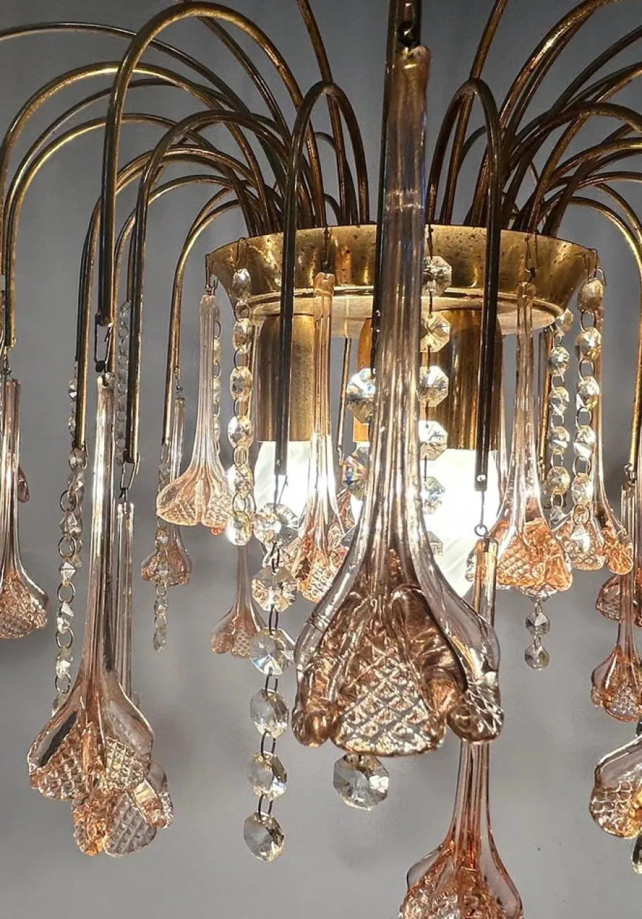 New Pamono Vintage Murano Chandelier, 1980s