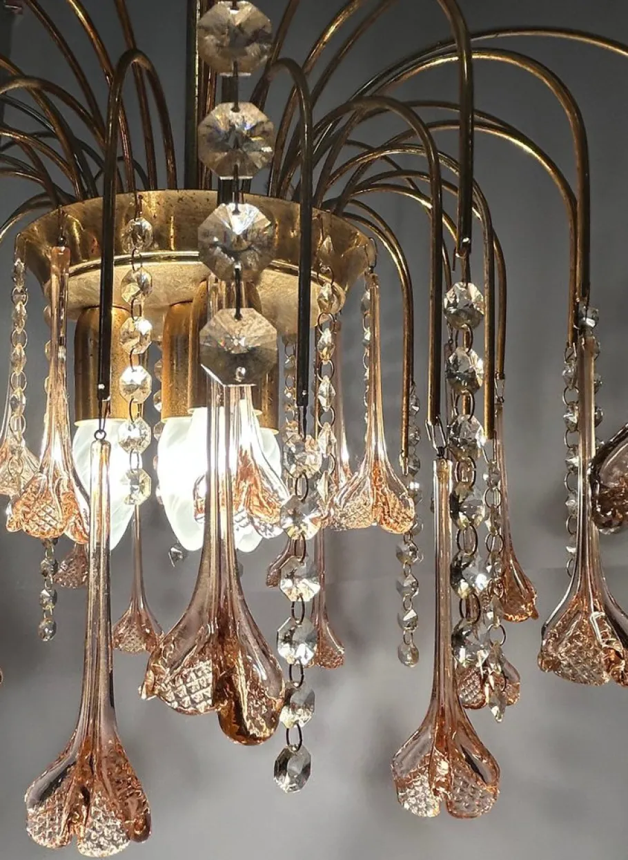 New Pamono Vintage Murano Chandelier, 1980s