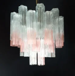 Best Pamono Vintage Murano Glass Chandelier in Pink Shaded Crystal, Venice, Italy, 1980s