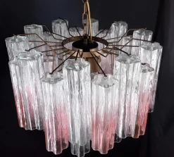 Best Pamono Vintage Murano Glass Chandelier in Pink Shaded Crystal, Venice, Italy, 1980s