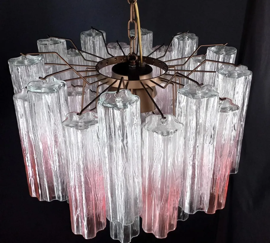 Best Pamono Vintage Murano Glass Chandelier in Pink Shaded Crystal, Venice, Italy, 1980s