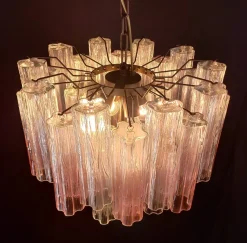 Best Pamono Vintage Murano Glass Chandelier in Pink Shaded Crystal, Venice, Italy, 1980s