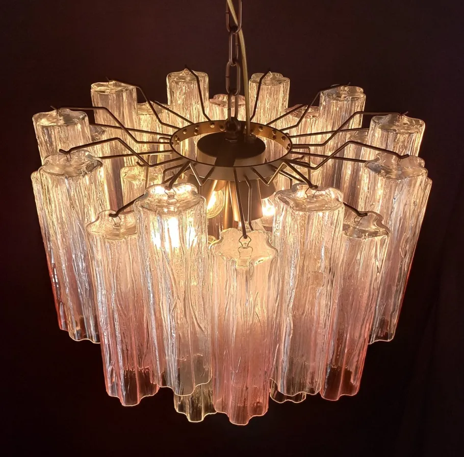 Best Pamono Vintage Murano Glass Chandelier in Pink Shaded Crystal, Venice, Italy, 1980s