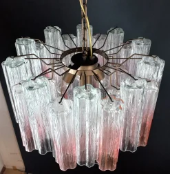Best Pamono Vintage Murano Glass Chandelier in Pink Shaded Crystal, Venice, Italy, 1980s