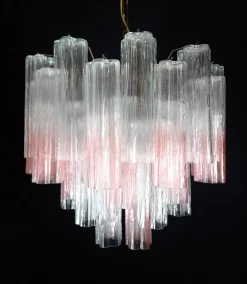 Best Pamono Vintage Murano Glass Chandelier in Pink Shaded Crystal, Venice, Italy, 1980s
