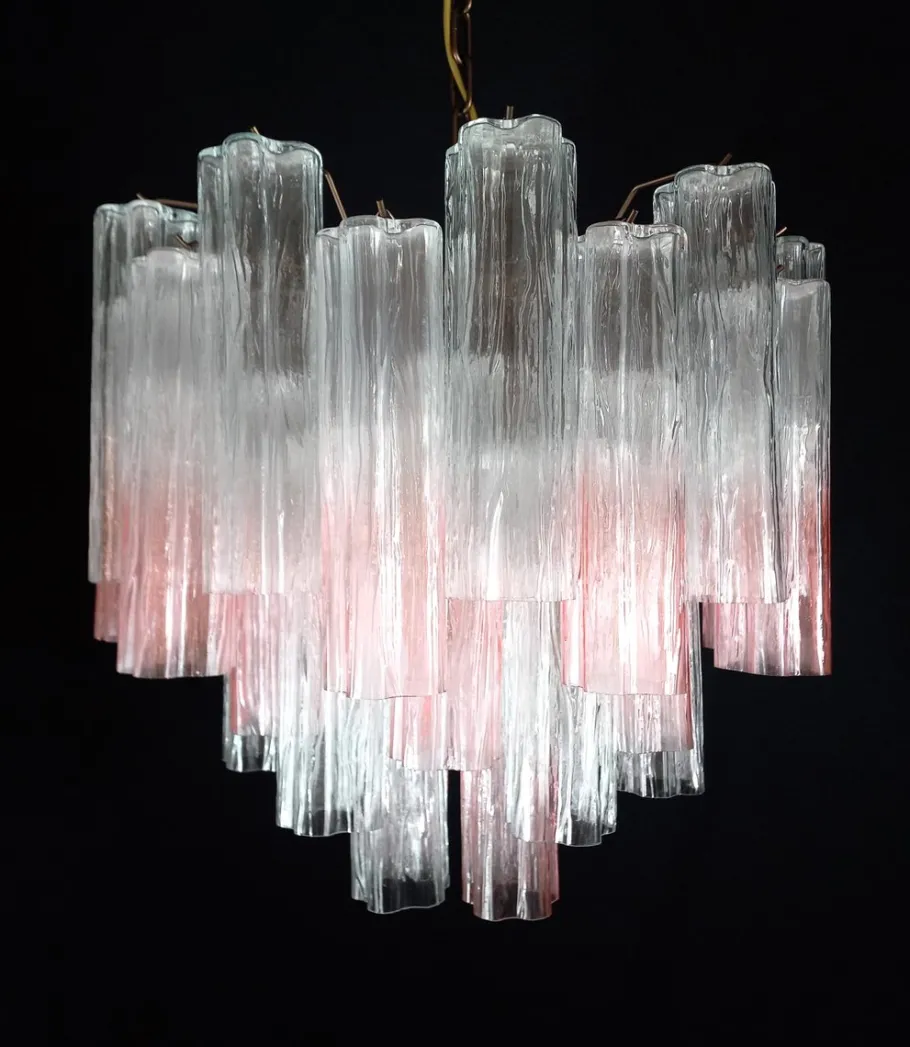 Best Pamono Vintage Murano Glass Chandelier in Pink Shaded Crystal, Venice, Italy, 1980s