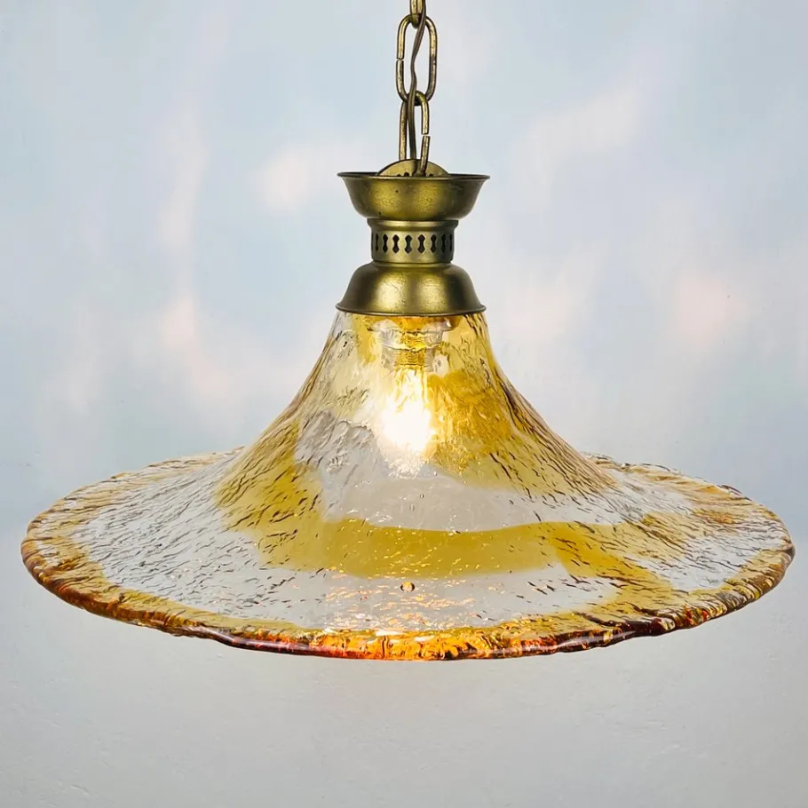 New Pamono Vintage Murano Glass Pendant Lamp from AV Mazzega, Italy, 1950s