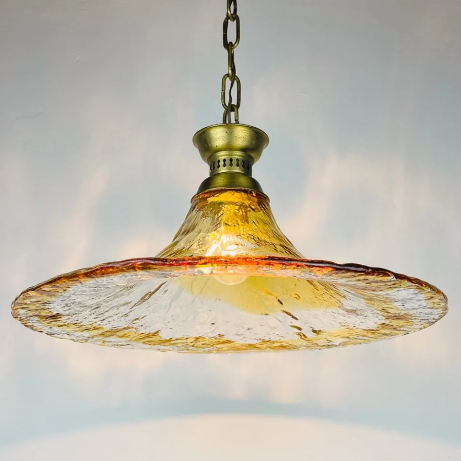New Pamono Vintage Murano Glass Pendant Lamp from AV Mazzega, Italy, 1950s
