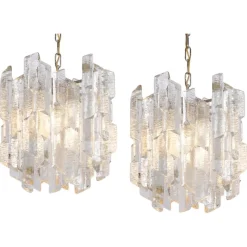 New Pamono Vintage Murano Ice Glass Chandelier from Kalmar, 1970s