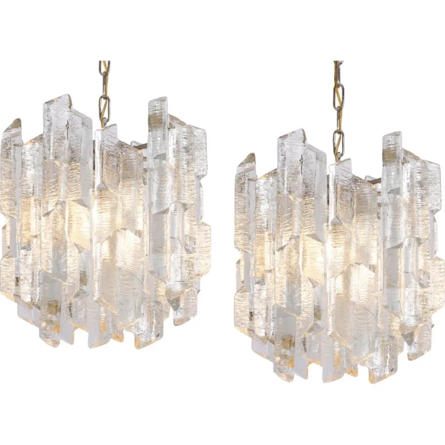 New Pamono Vintage Murano Ice Glass Chandelier from Kalmar, 1970s