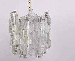 New Pamono Vintage Murano Ice Glass Chandelier from Kalmar, 1970s