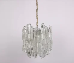 New Pamono Vintage Murano Ice Glass Chandelier from Kalmar, 1970s