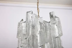 New Pamono Vintage Murano Ice Glass Chandelier from Kalmar, 1970s
