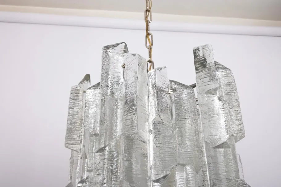 New Pamono Vintage Murano Ice Glass Chandelier from Kalmar, 1970s