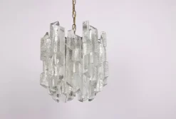 New Pamono Vintage Murano Ice Glass Chandelier from Kalmar, 1970s