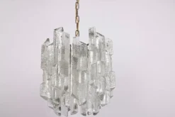 New Pamono Vintage Murano Ice Glass Chandelier from Kalmar, 1970s
