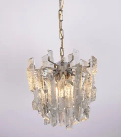 New Pamono Vintage Murano Ice Glass Chandelier from Kalmar, 1970s