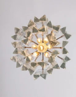 New Pamono Vintage Murano Ice Glass Chandelier from Kalmar, 1970s