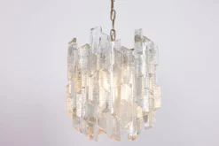 New Pamono Vintage Murano Ice Glass Chandelier from Kalmar, 1970s